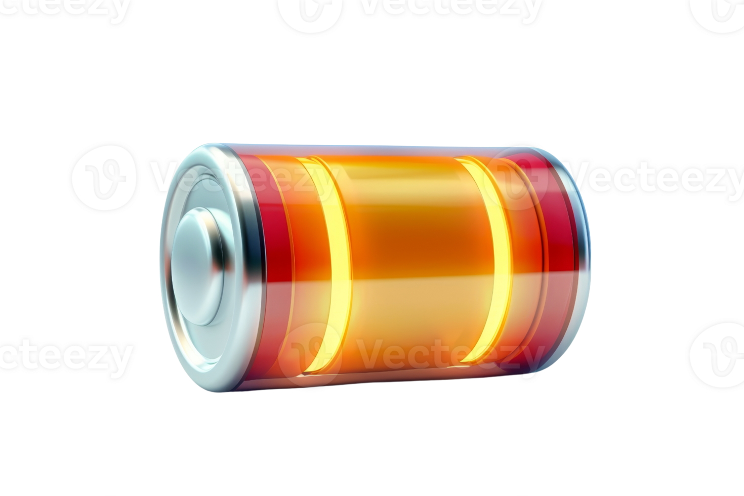 High-quality 3D illustration of a stylish, modern battery at medium charge level, isolated on a transparent background. png