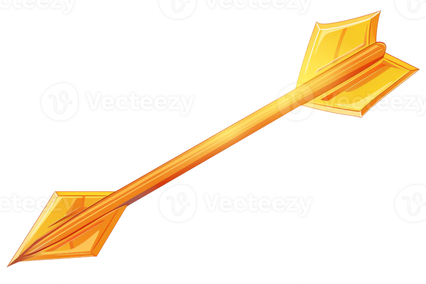 A golden arrow illustration with a detailed fletching and sharp tip, representing precision, direction, and achievement in design. png