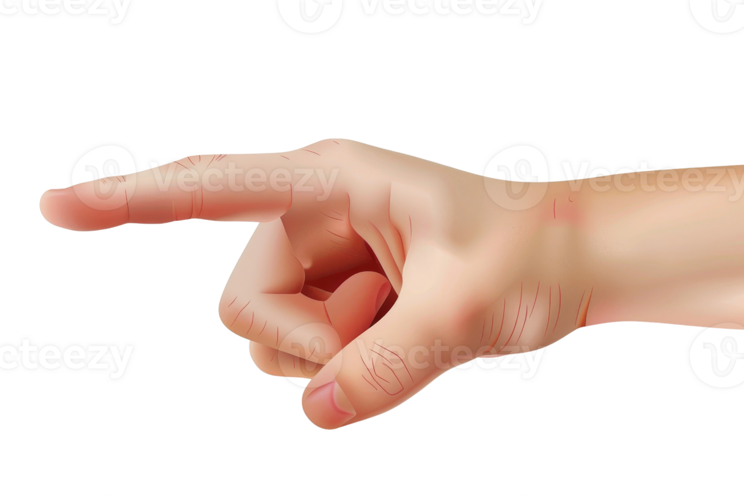 Illustration of a human hand pointing with the index finger, ideal for communication and direction representation. png