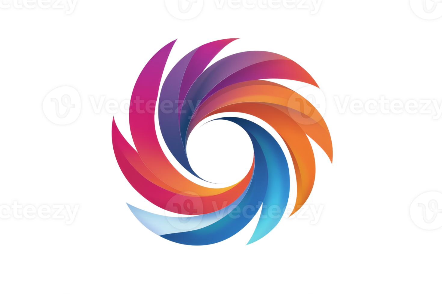 A colorful swirl with a blue and orange center. The swirl is made up of many different colors and is very eye-catching png