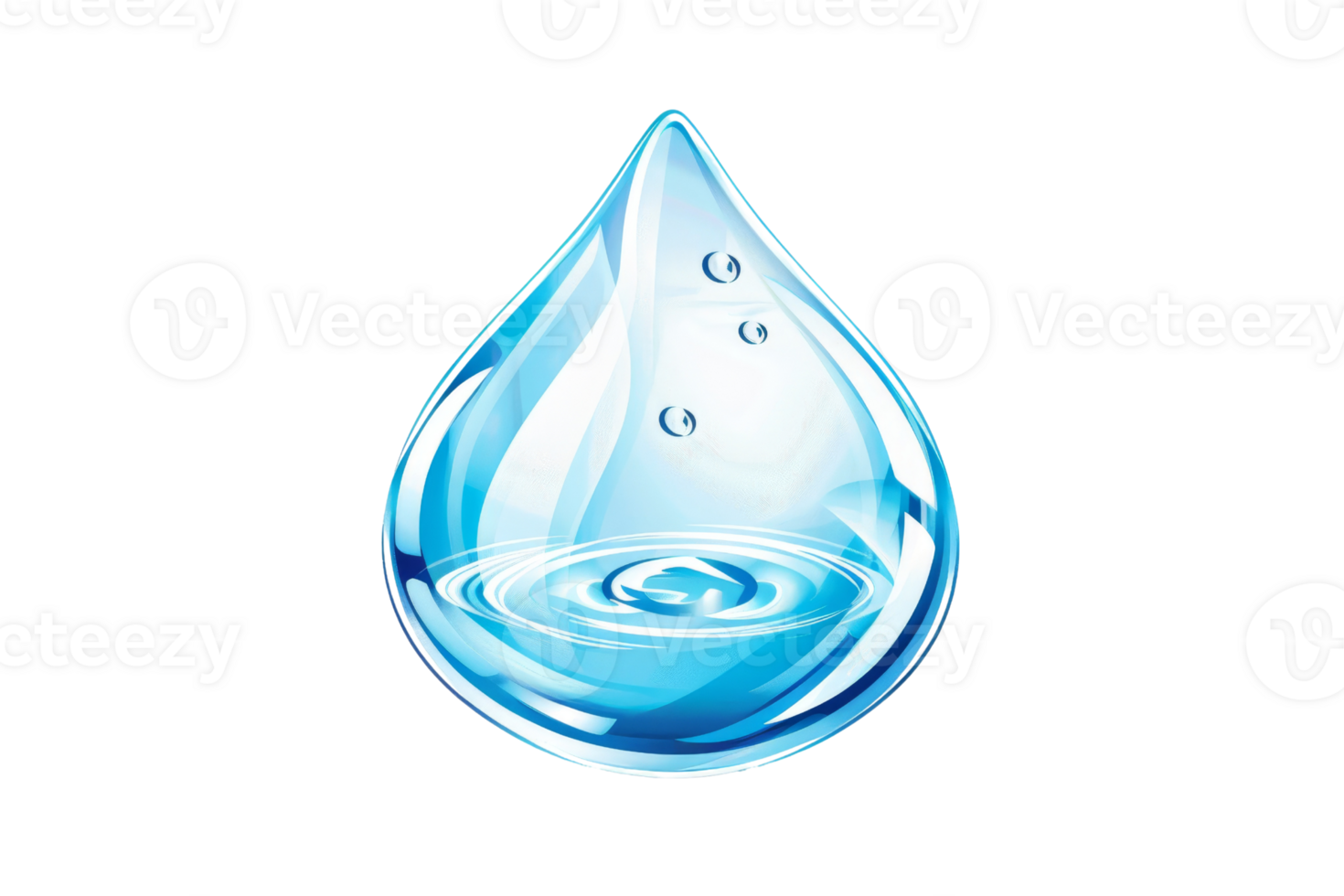 A water drop is shown in a clear glass. Concept of calmness and tranquility png