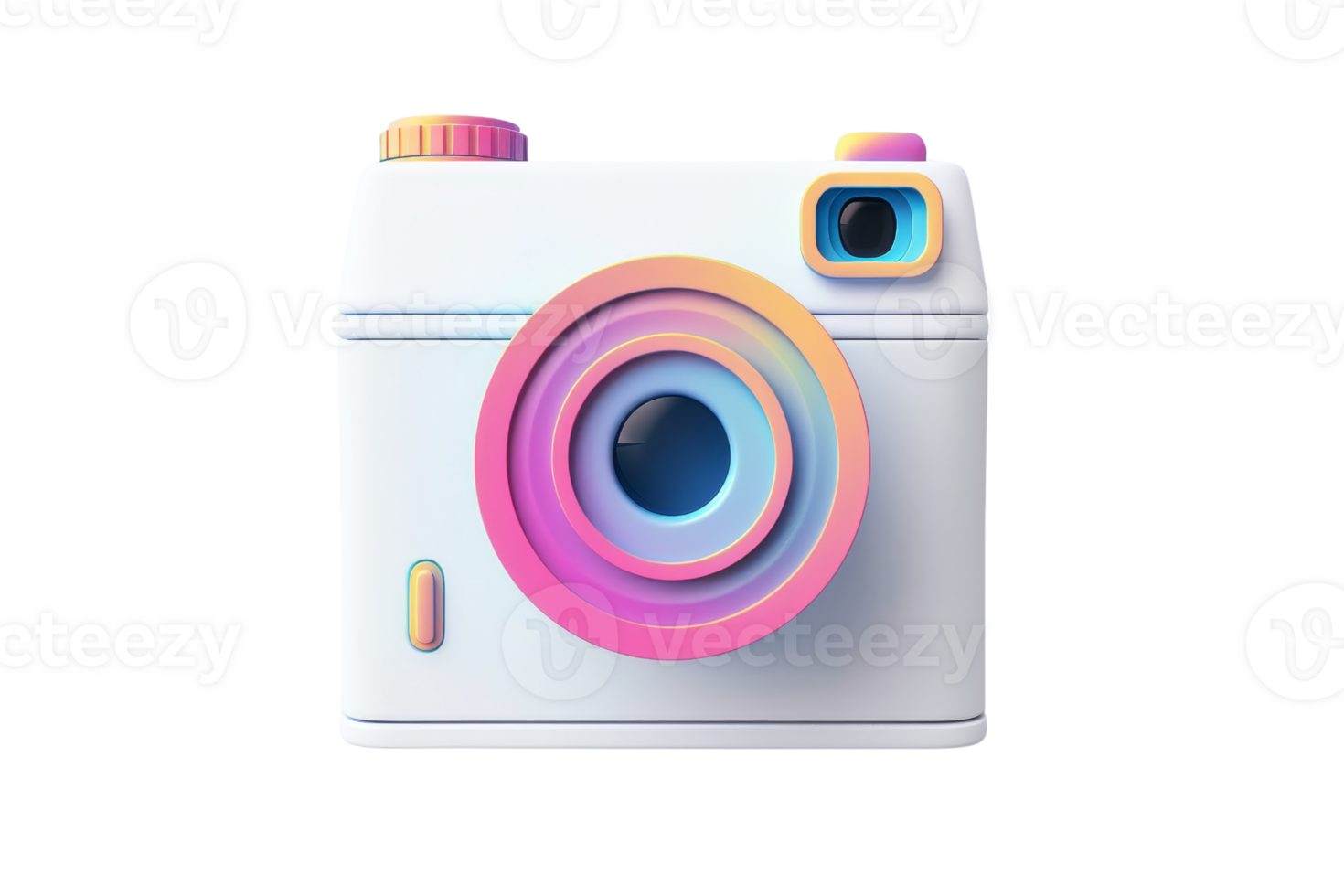 Colorful 3D illustration of a vintage camera with vibrant hues and modern design elements, perfect for creative and nostalgic themes. png