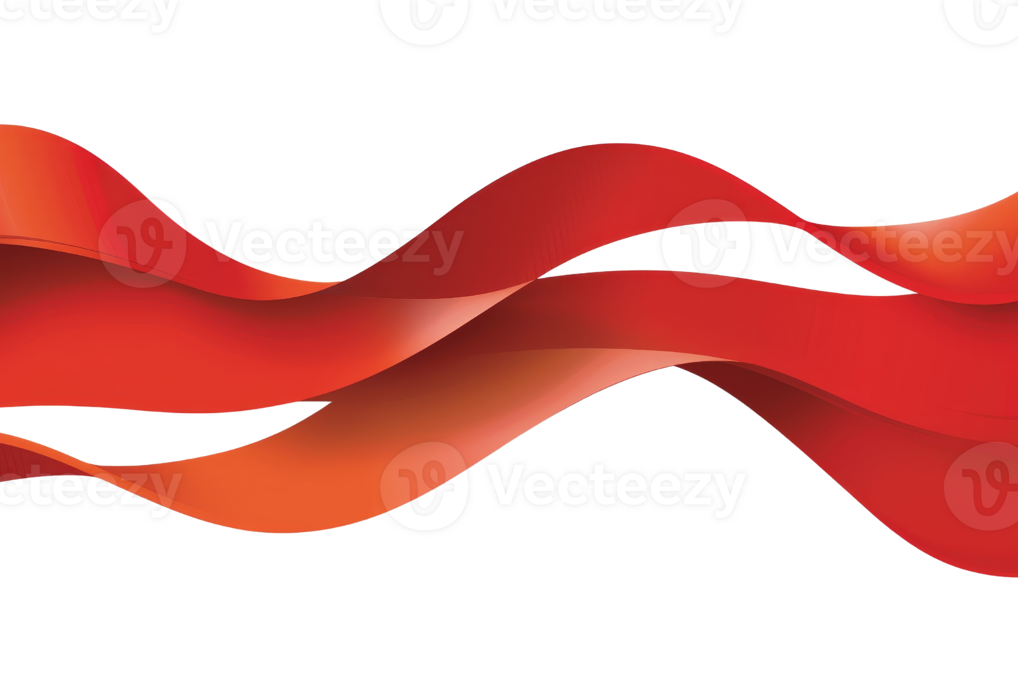 Abstract red ribbon waves on a black background with smooth curves and vibrant colors for festive decorations, backgrounds, or design elements. png