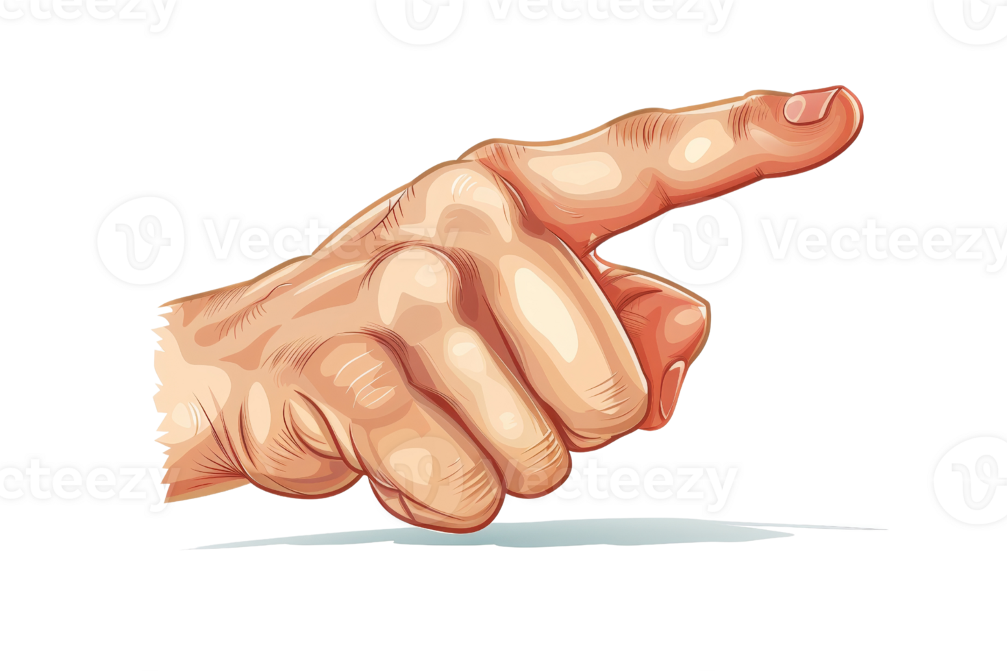 Digital illustration of a hand pointing with the index finger. High-resolution image ideal for educational, instructional, or directional purposes. png