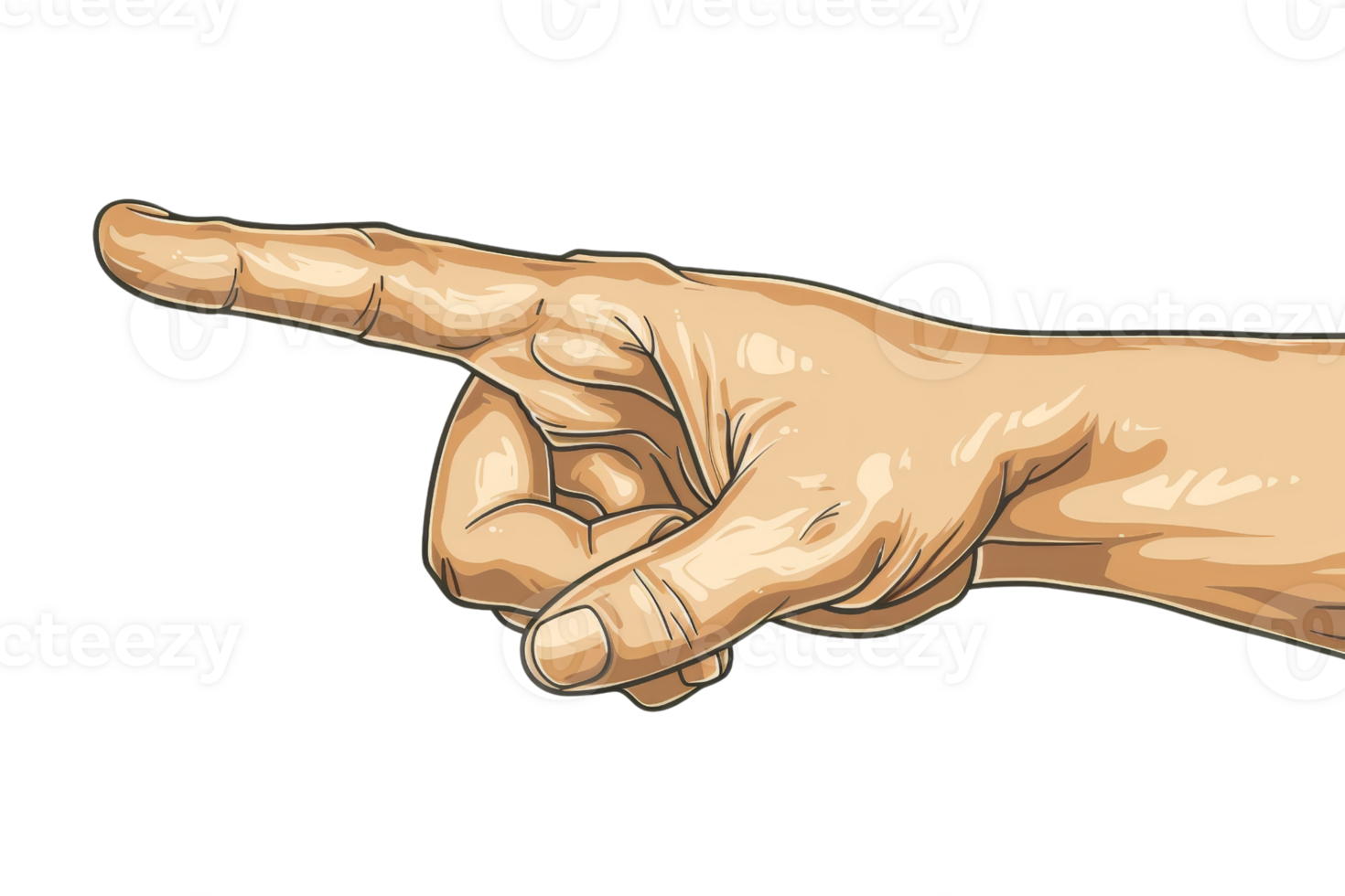 A hand pointing to the right. The hand is the main focus of the image, and the direction it is pointing to is important. Concept of guidance or direction png