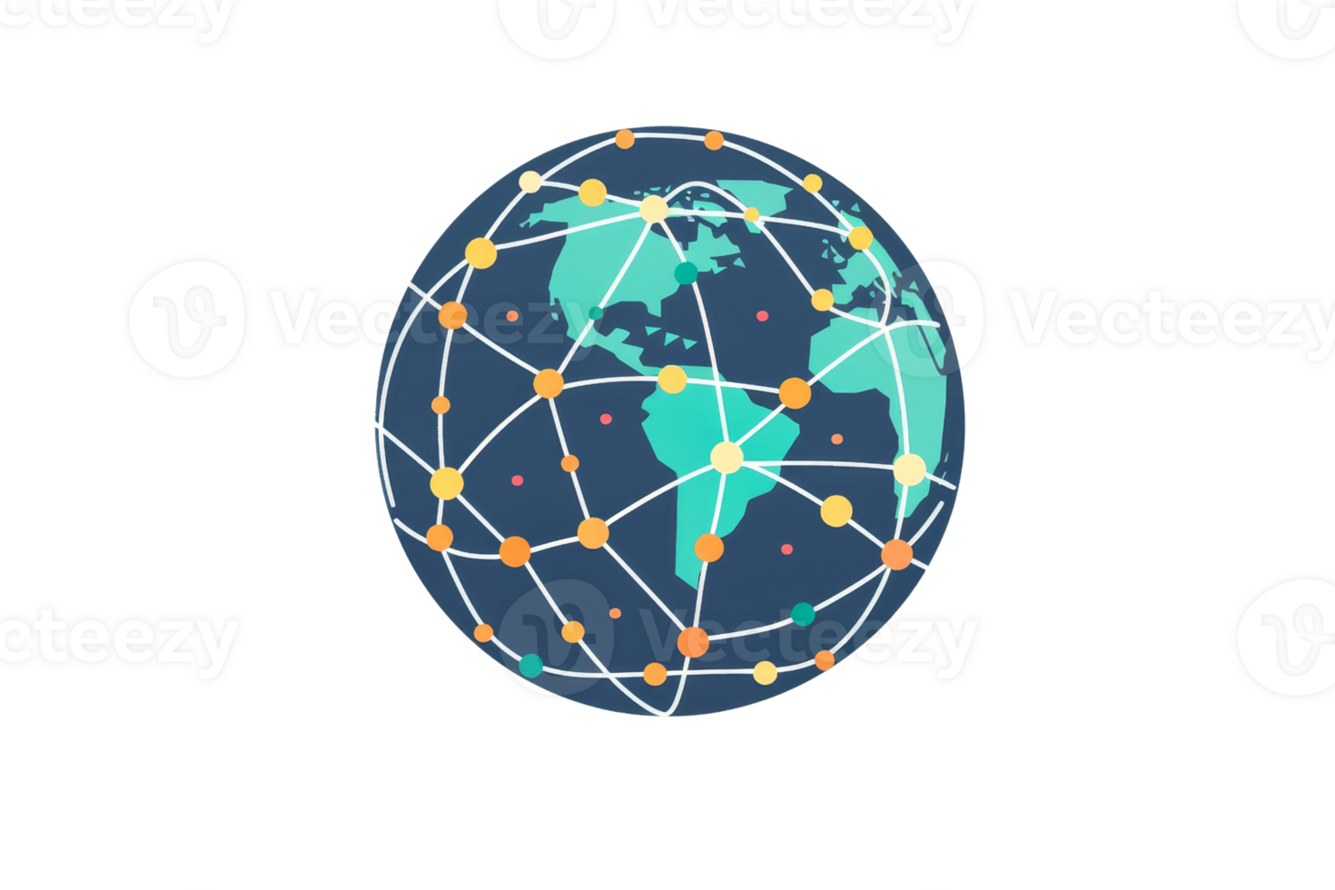 A blue and white globe with a network of lines connecting it png
