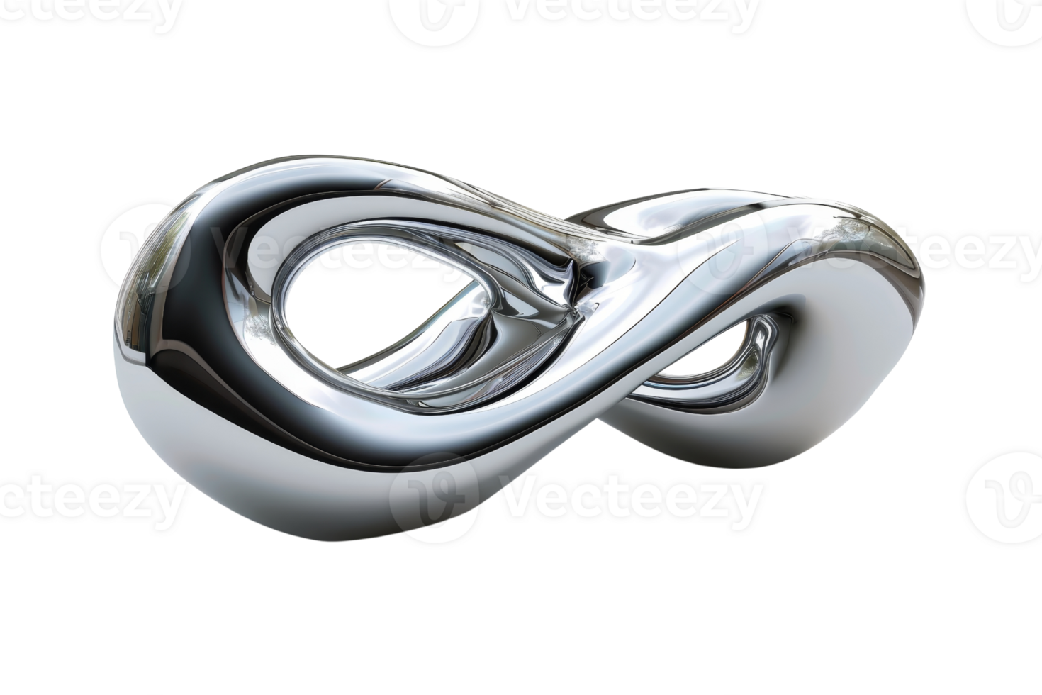 A silver object with a curved shape that resembles an infinity symbol. The object is shiny and reflective, giving it a modern and futuristic appearance png