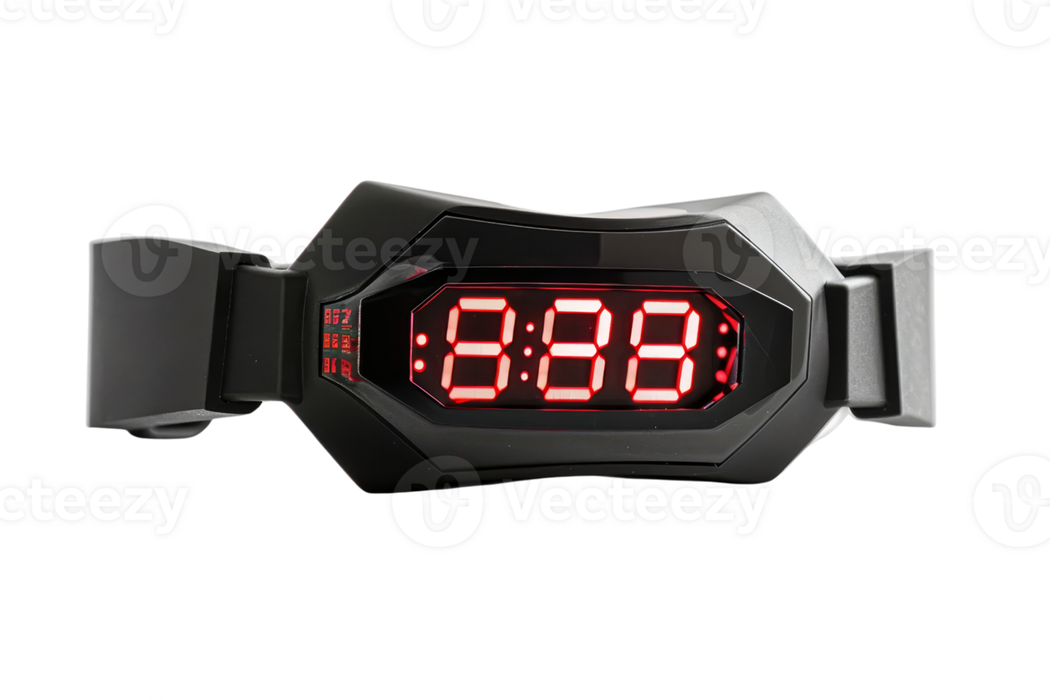 A wristwatch with the time of 8.38 on it. The watch is black and red png