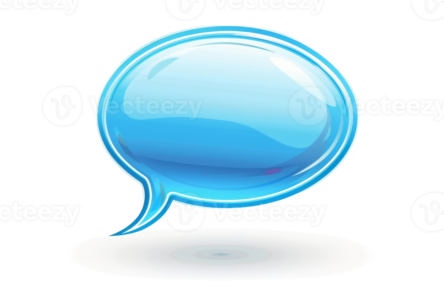 Blue glossy speech bubble icon on a transparent background. ideal for representing communication, dialogue, and messaging in digital designs. png