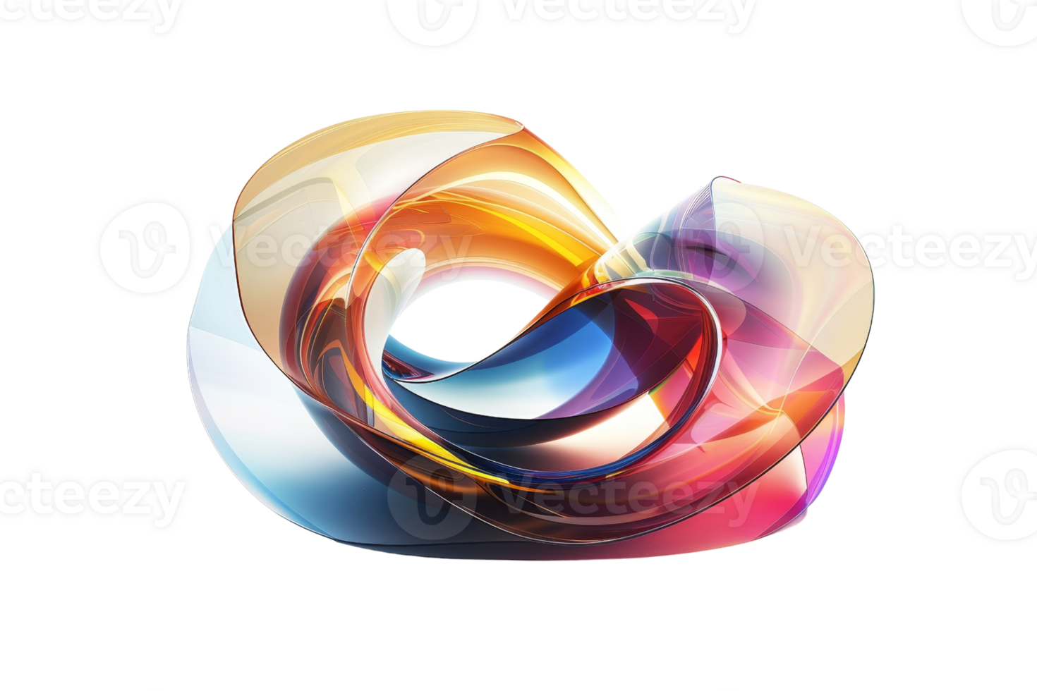 A colorful, abstract shape with a blue center and red and yellow edges. The shape is curved and he is a spiral png