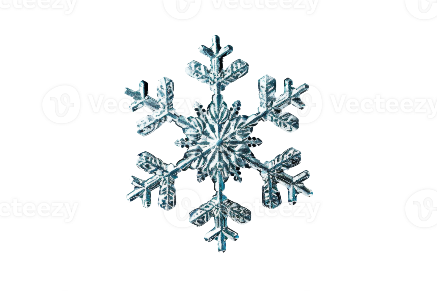 A snowflake is shown in a white background. The snowflake is made of ice and has a very intricate design. Concept of beauty and wonder, as well as the fleeting nature of snow png