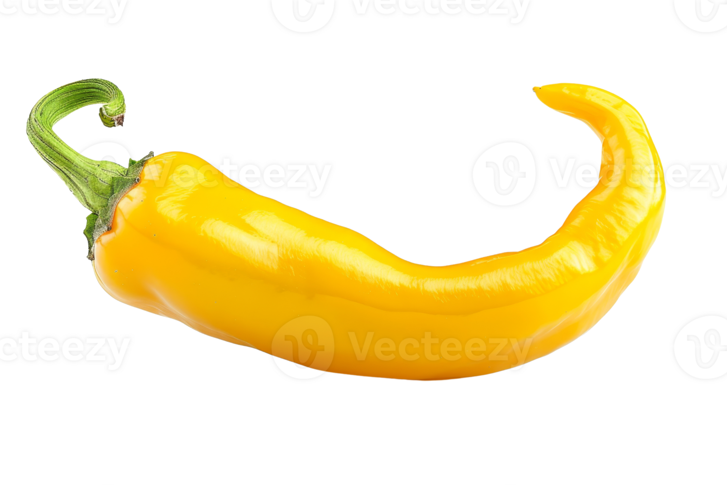 Vibrant yellow chili pepper isolated on transparent background. Fresh produce ideal for cooking, gardening, and spicy flavor enthusiasts. png