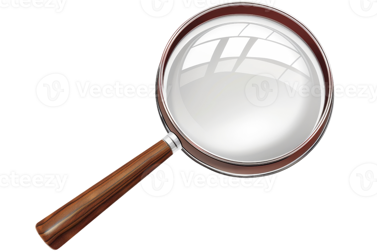 High-quality magnifying glass illustration with a wooden handle, perfect for search, exploration, and investigation themed projects. png