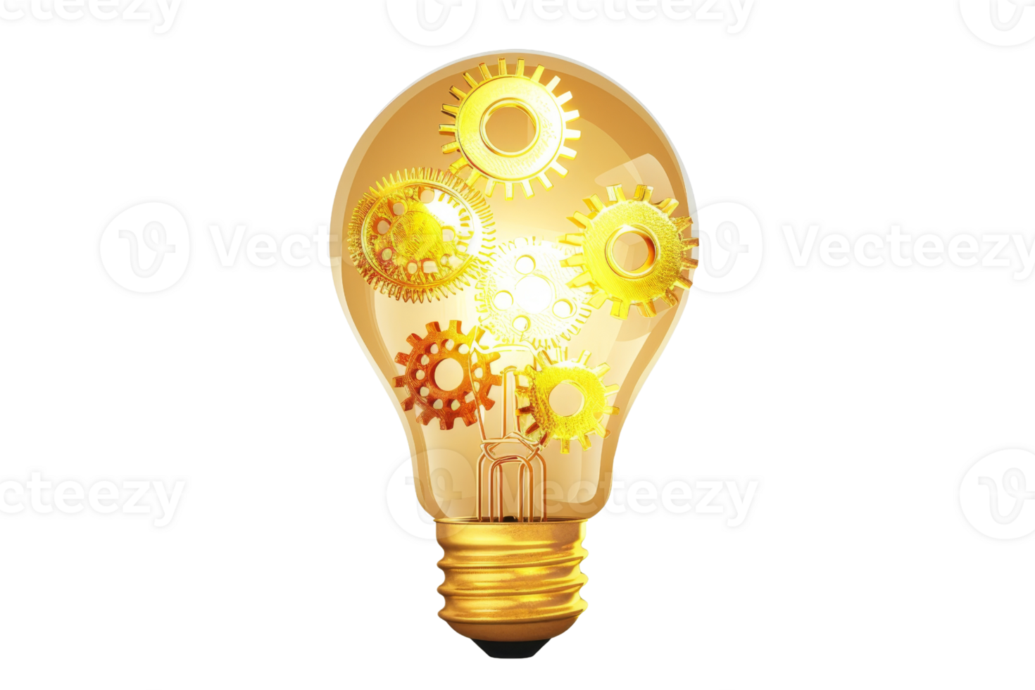 Creative lightbulb with gears representing innovative ideas and technology. Perfect for concepts of invention, engineering, and inspiration. png