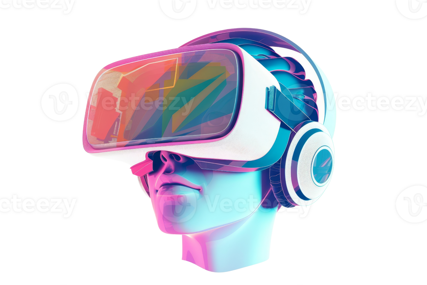 A man wearing a virtual reality headset. The headset is designed to give the user a virtual reality experience png