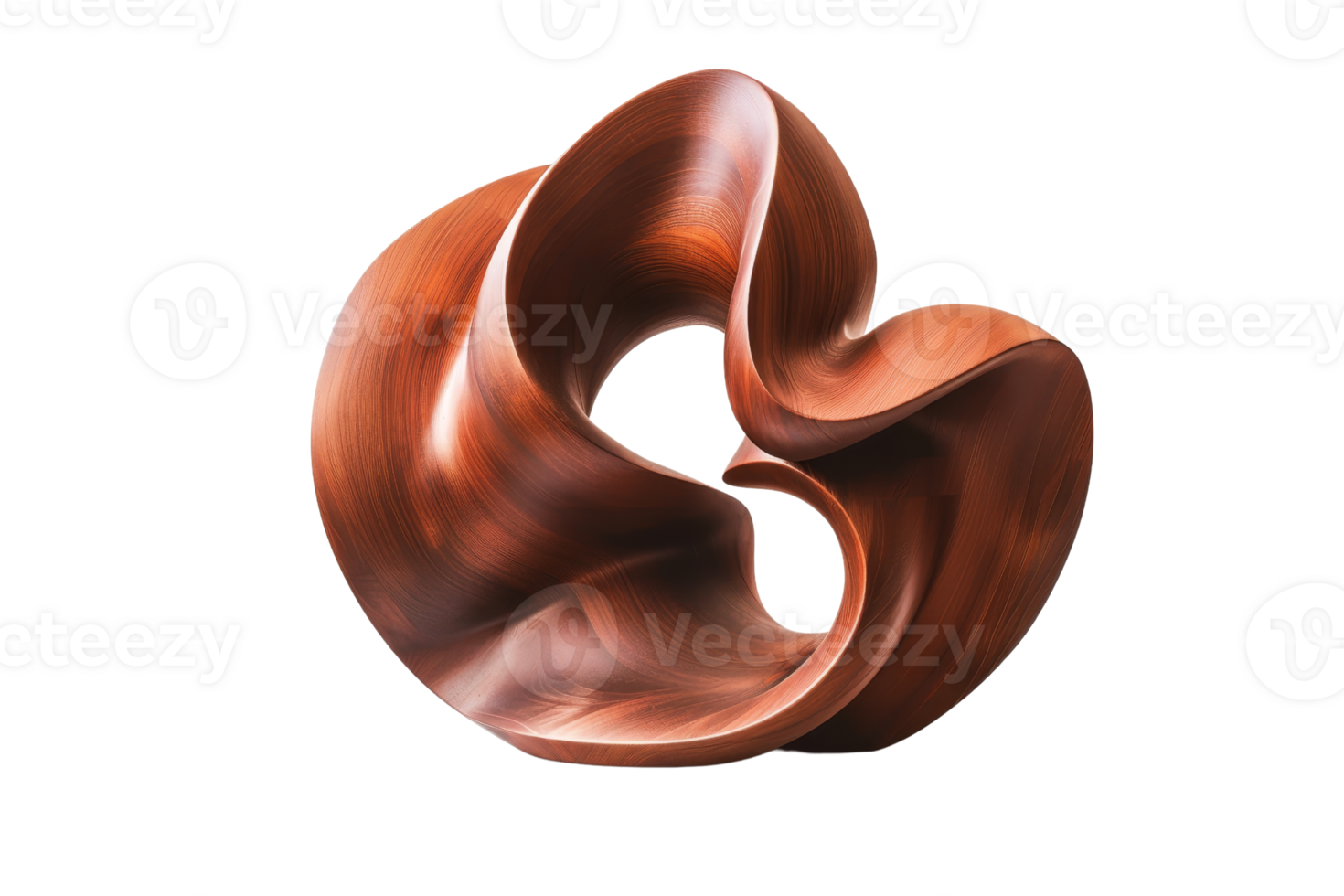 Abstract wooden sculpture with flowing curves and polished finish. Unique modern art piece perfect for contemporary decor and artistic inspiration. png