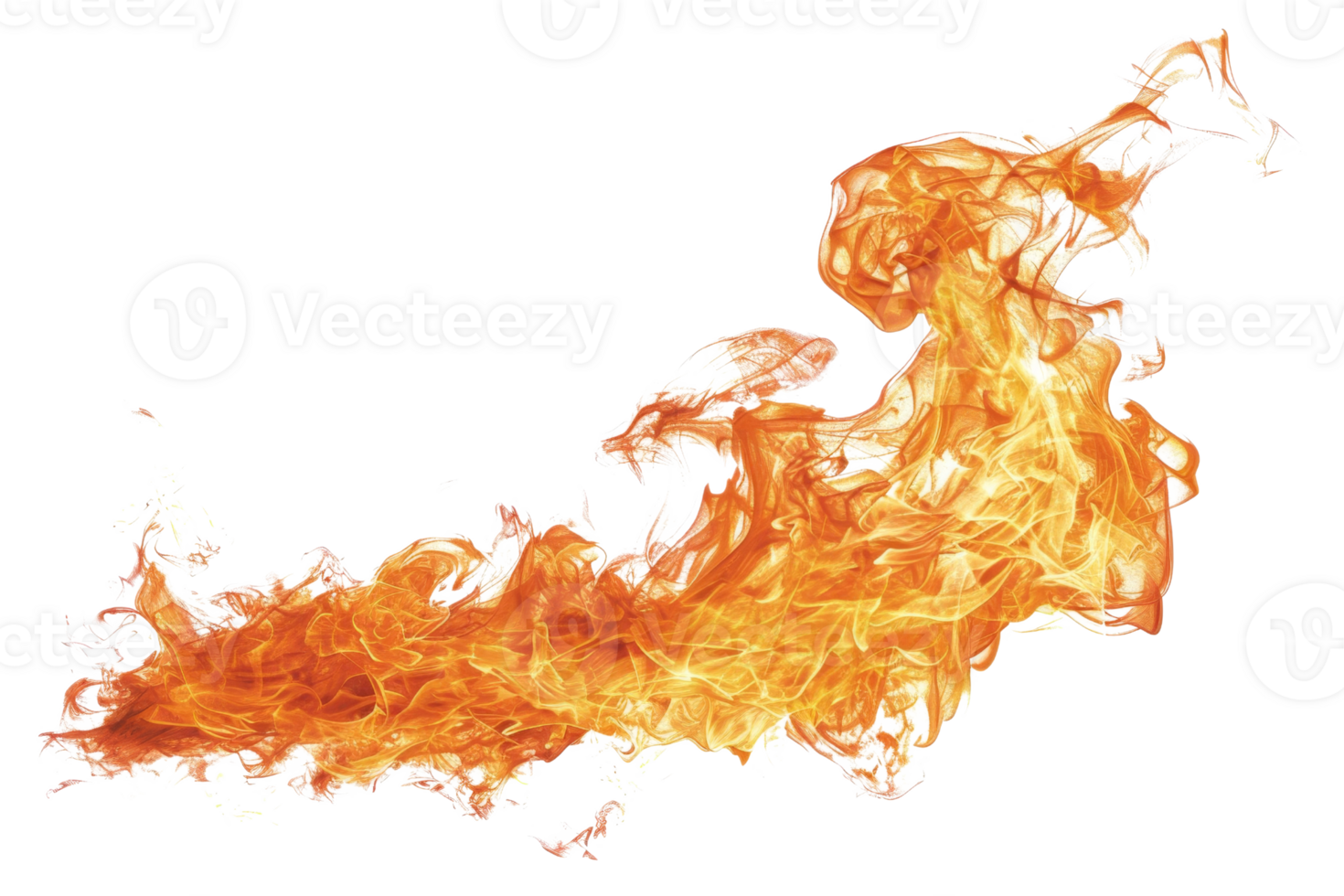 Dynamic flame isolated on transparent background. Perfect for design projects, digital artwork, or creating dramatic visual effects. png