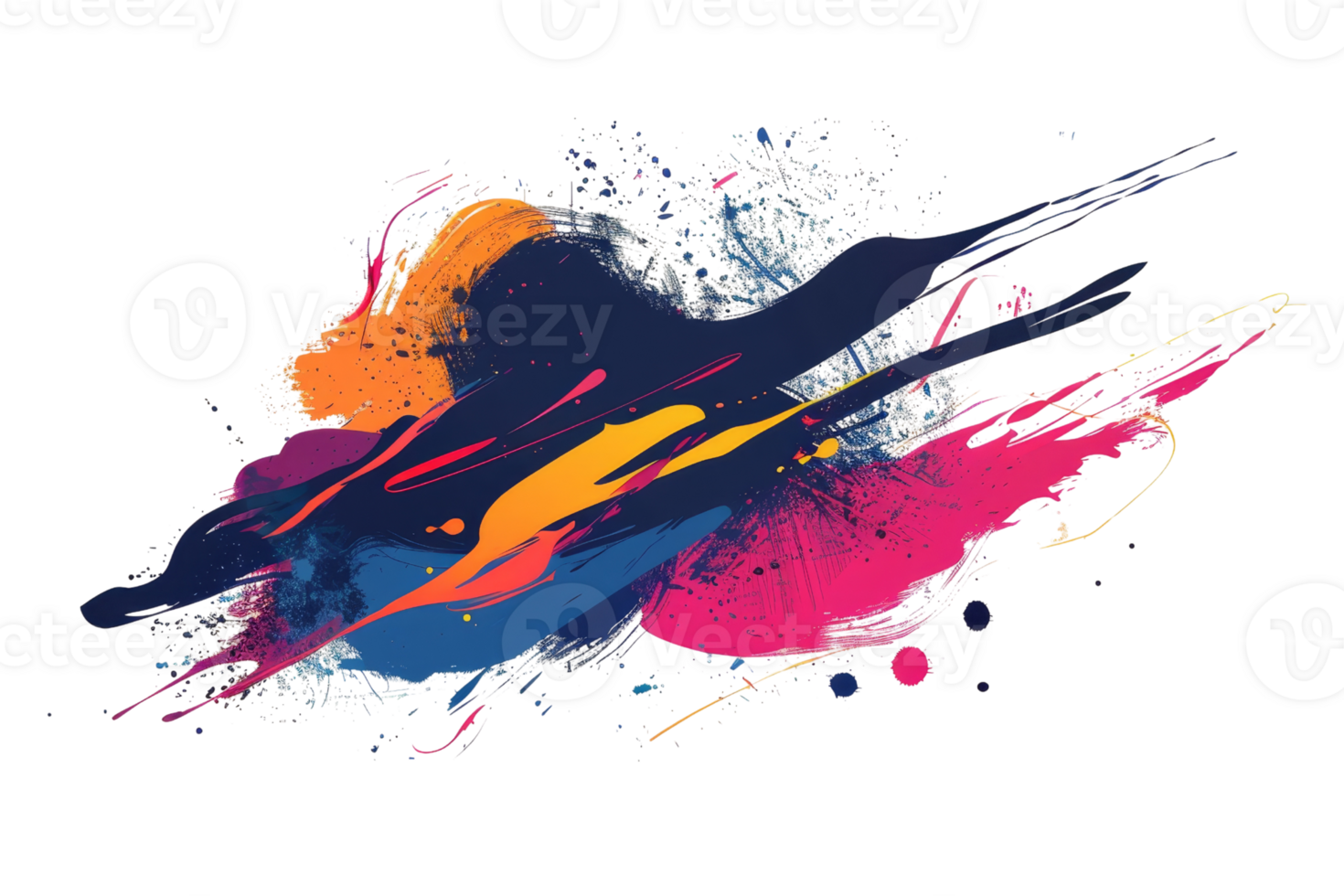 Vibrant splash of colorful paint strokes in abstract design, perfect for urban art themes and creative backgrounds. png