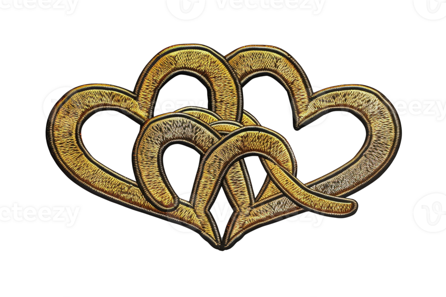 Intertwined vintage horseshoes forming a heart shape, symbolizing love, luck, and timeless charm in an artistic arrangement. png