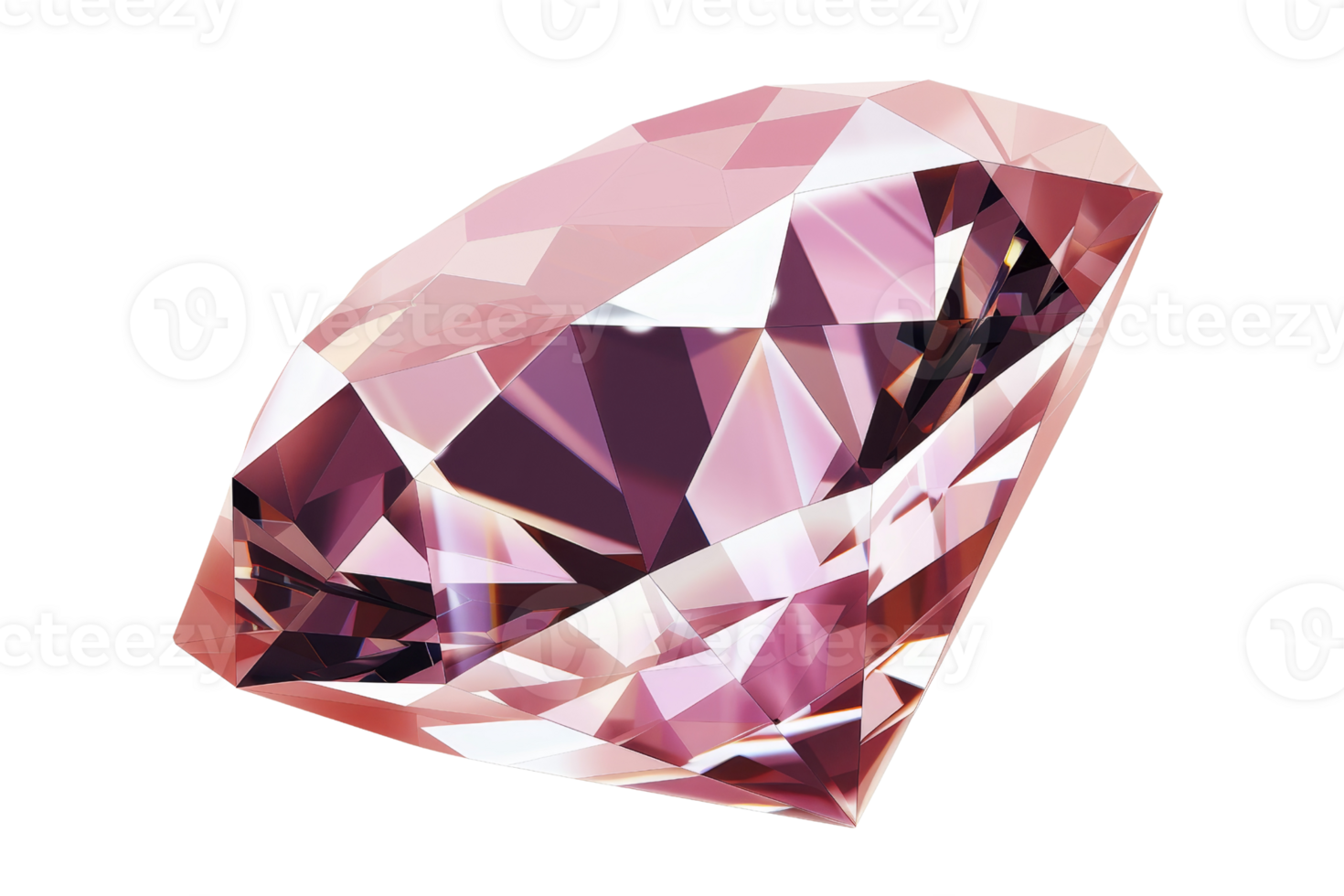 A pink diamond with a triangular shape. The diamond is cut in a way that it looks like it is made of many small pieces png