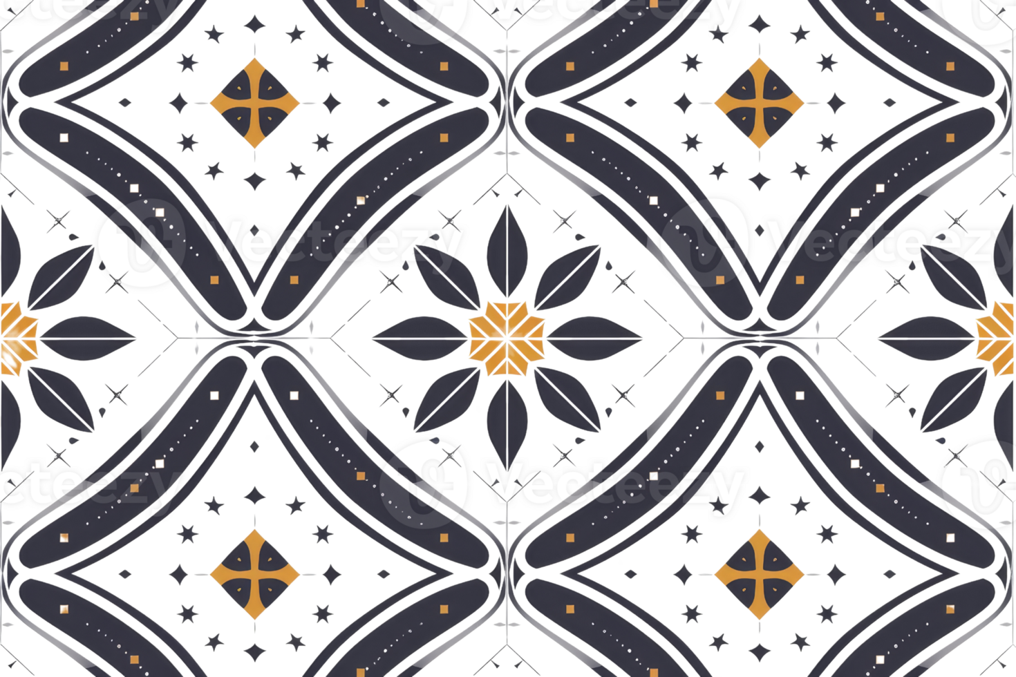 A patterned tile floor with a flower design. The tile is black and white. The design is very intricate and detailed png