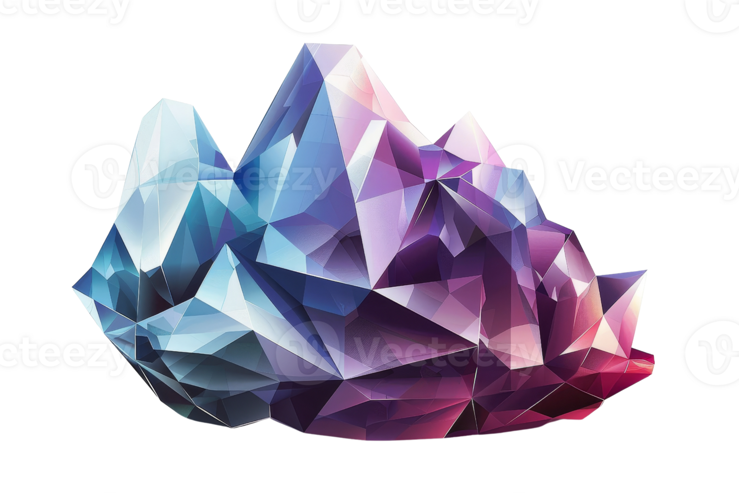 Colorful low poly 3D abstract crystal artwork with geometric shapes and vibrant gradients perfect for modern designs and digital art projects. png