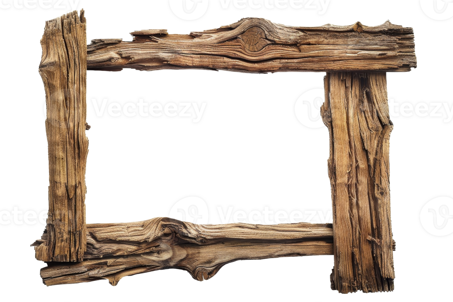 A wooden frame with a white background. The frame is made of wood and has a rustic look to it png