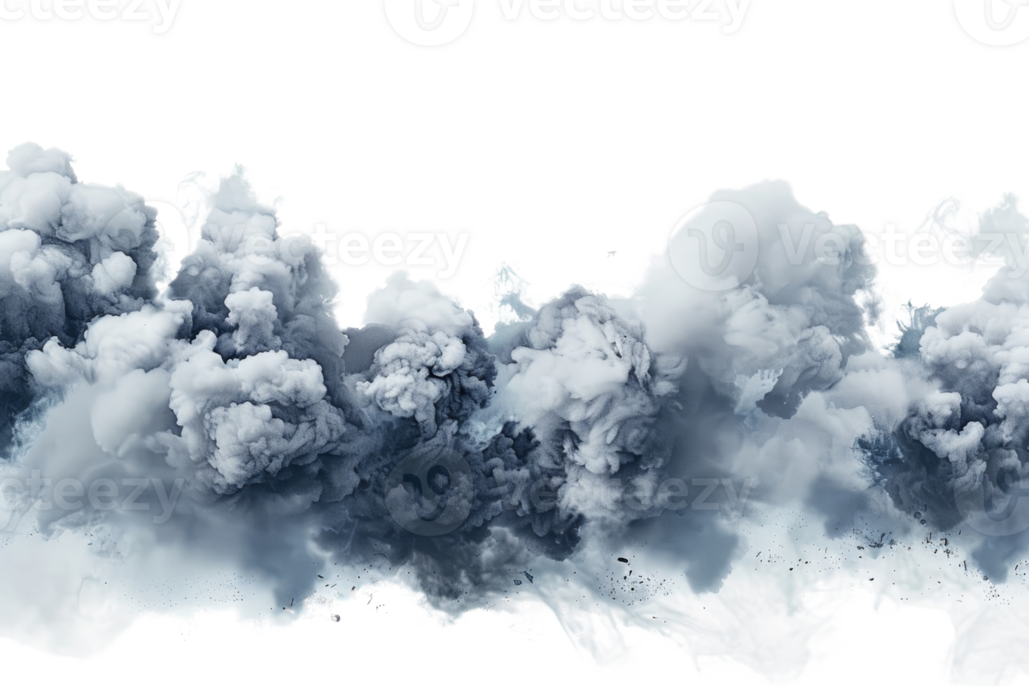 Dramatic grey smoke against a transparent background. creating an intense and atmospheric visual effect. png