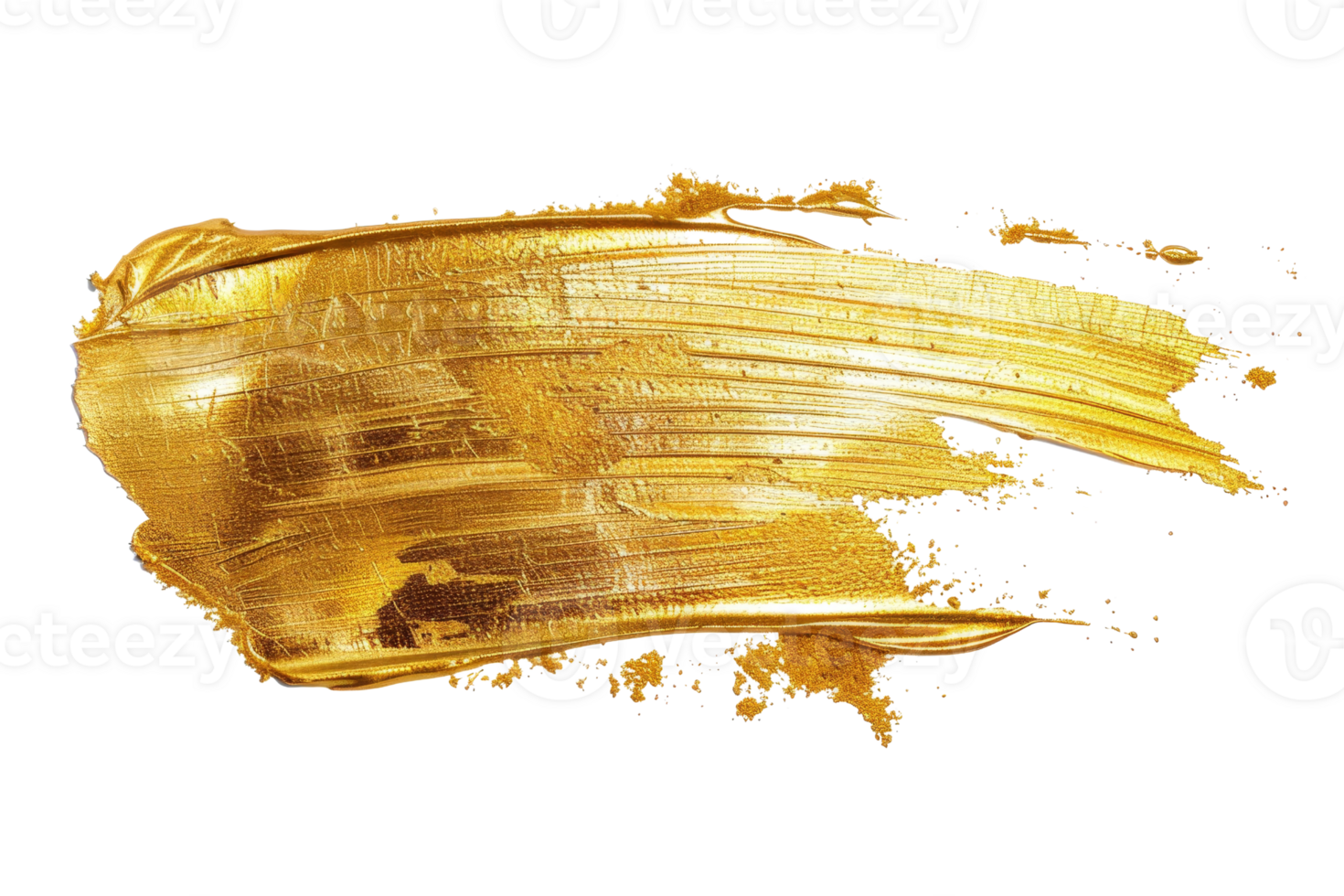 A gold brush stroke on a white background. The brush stroke is thick and has a shiny, metallic appearance. The brush stroke seems to be a part of a larger piece of artwork png