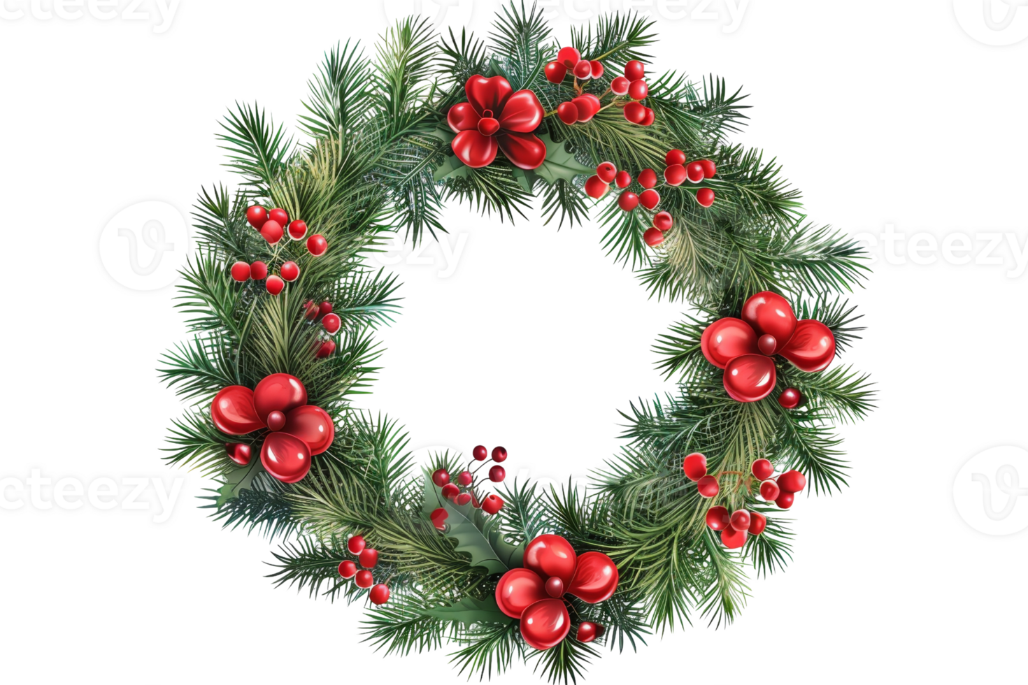 A wreath of red berries and pine needles. The wreath is a symbol of the Christmas season png