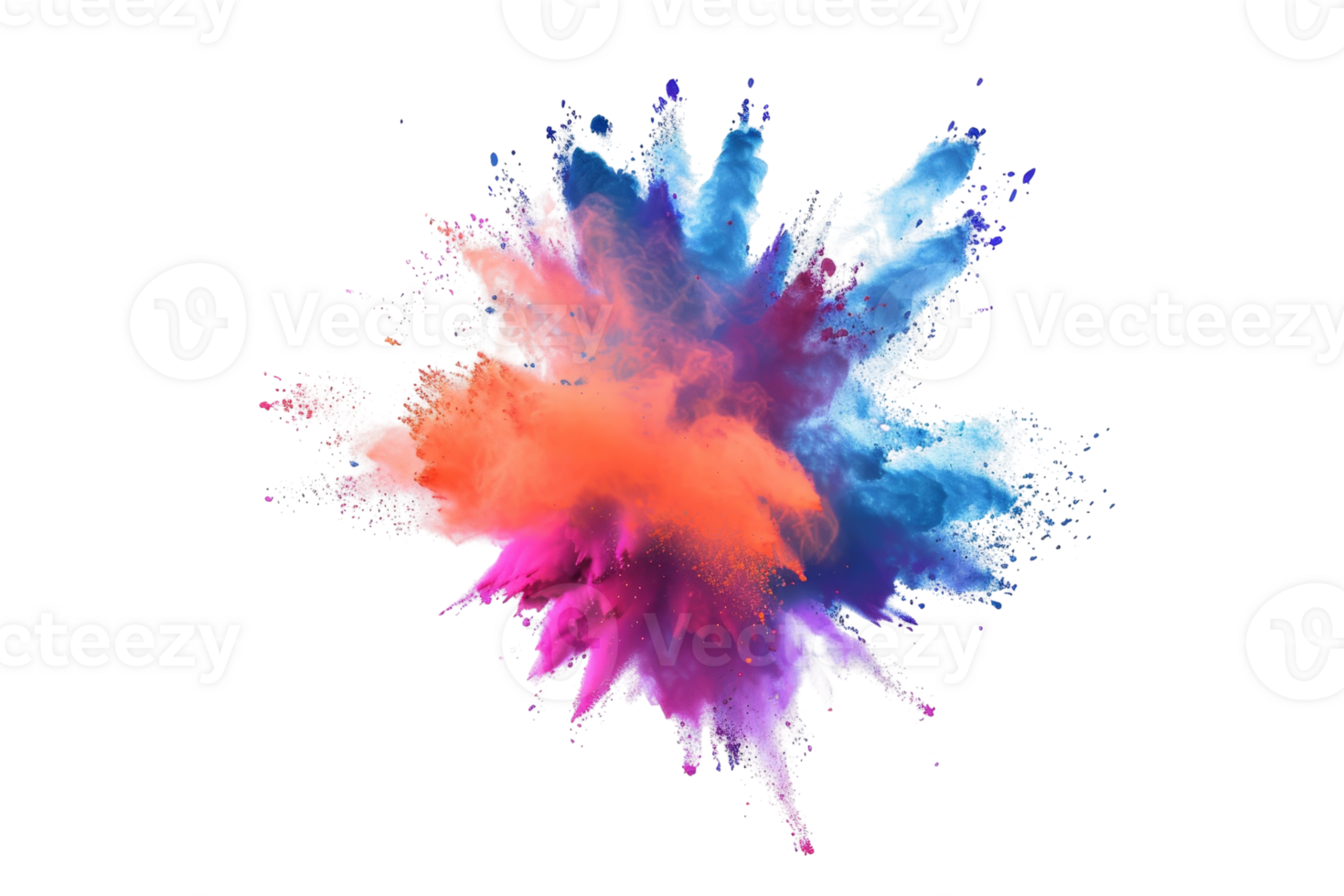 Vibrant explosion of colorful powder on a transparent background. depicting dynamic energy and creativity in abstract form. png