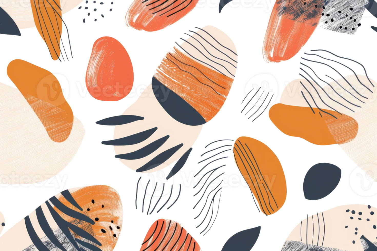 Abstract modern pattern with orange and black shapes, perfect for creative backgrounds, textiles, and digital designs. png