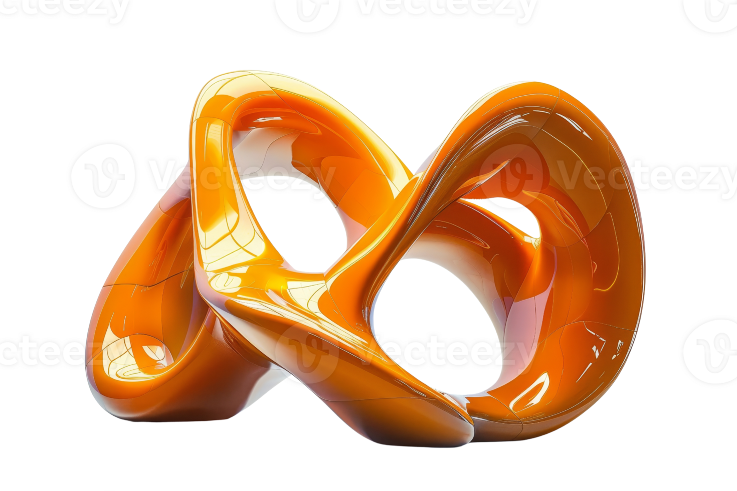 Abstract modern sculpture featuring smooth orange curves intertwined in a dynamic and fluid design, ideal for contemporary art collection. png