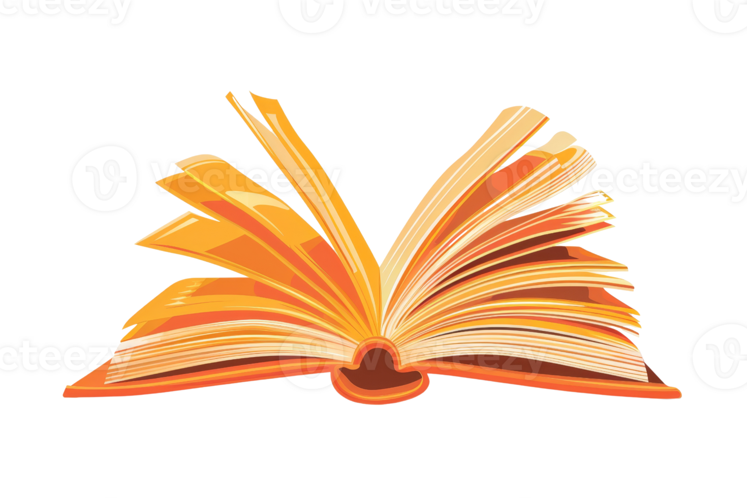 Illustration of an open book with flowing pages, representing knowledge, literature, and education. Ideal for educational and literary themes. png