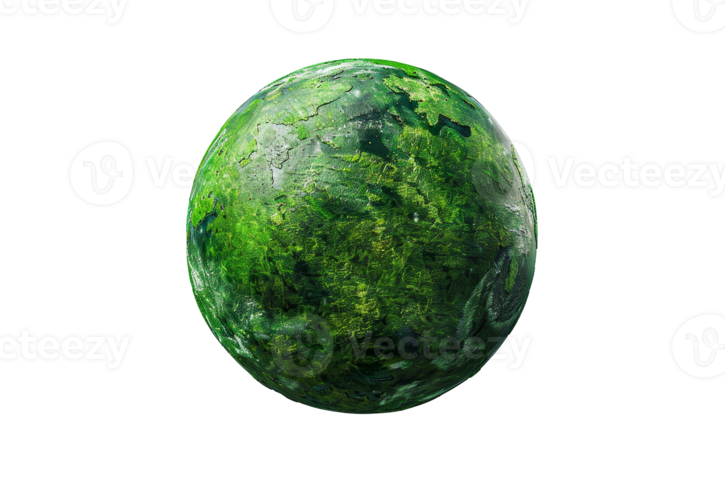 Green marble sphere isolated on transparent background. smooth texture and glossy finish, perfect for nature or abstract-themed projects. png