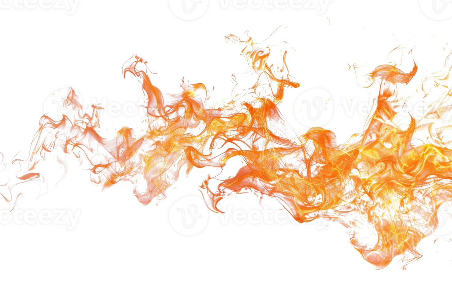 Dynamic close-up of swirling orange flames on a transparent background, perfect for creative designs and fiery concepts. png