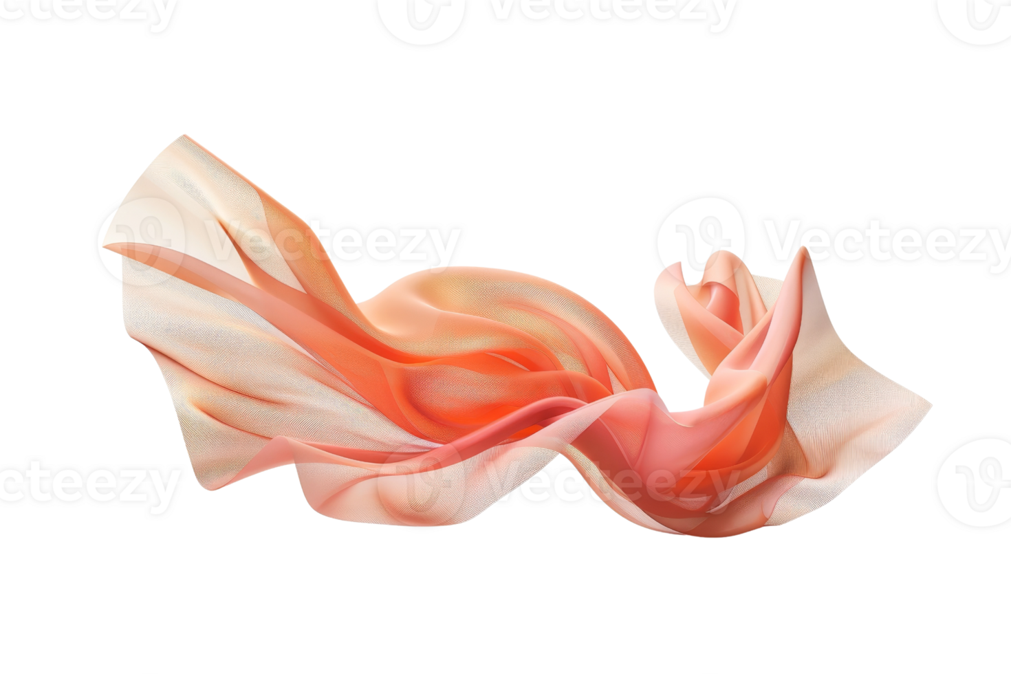 Elegant flowing fabric with a beautiful gradient from peach to white, creating a dynamic, airy atmosphere perfect for design backgrounds. png