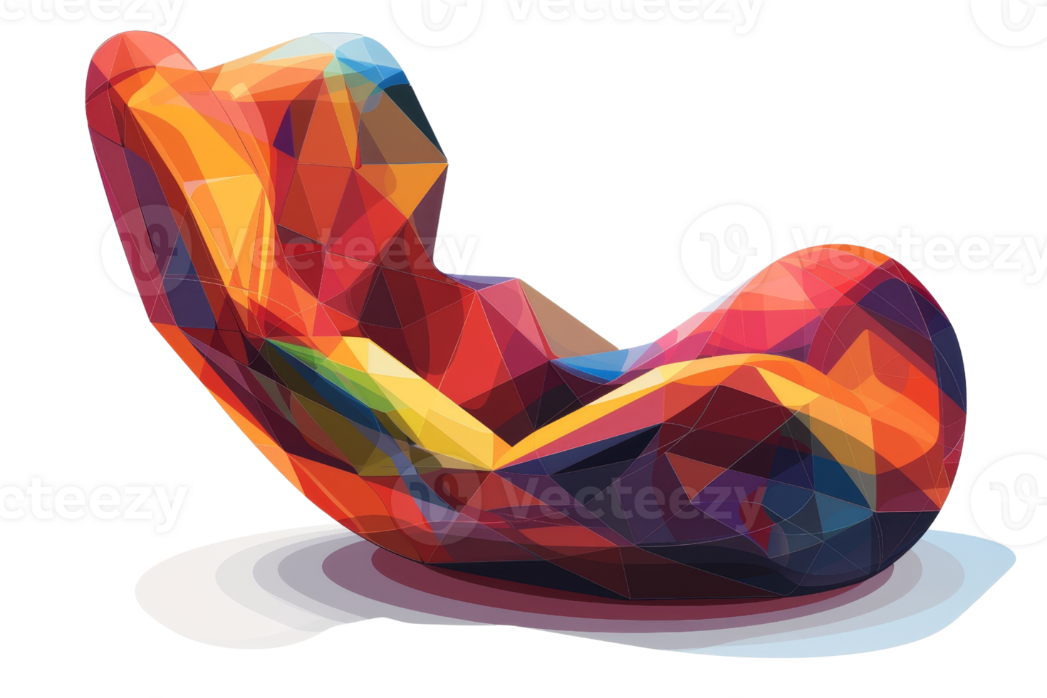 Vibrant abstract polygonal art piece in geometric shapes with colorful gradient design, suitable for modern decor and contemporary artistic spaces. png