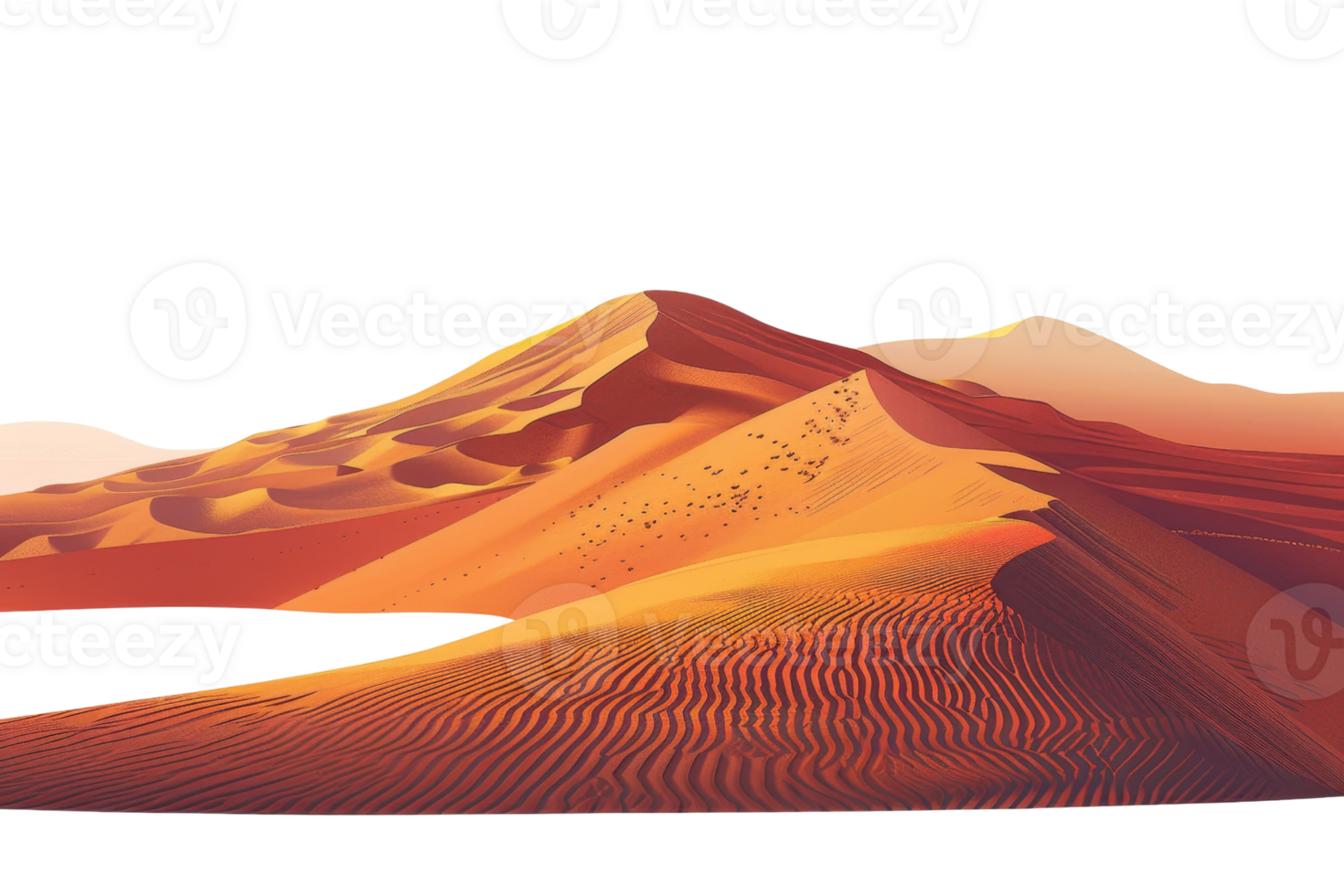A desert landscape with a mountain in the background. The mountains are covered in sand and the desert is barren. The sky is clear and the sun is shining brightly png