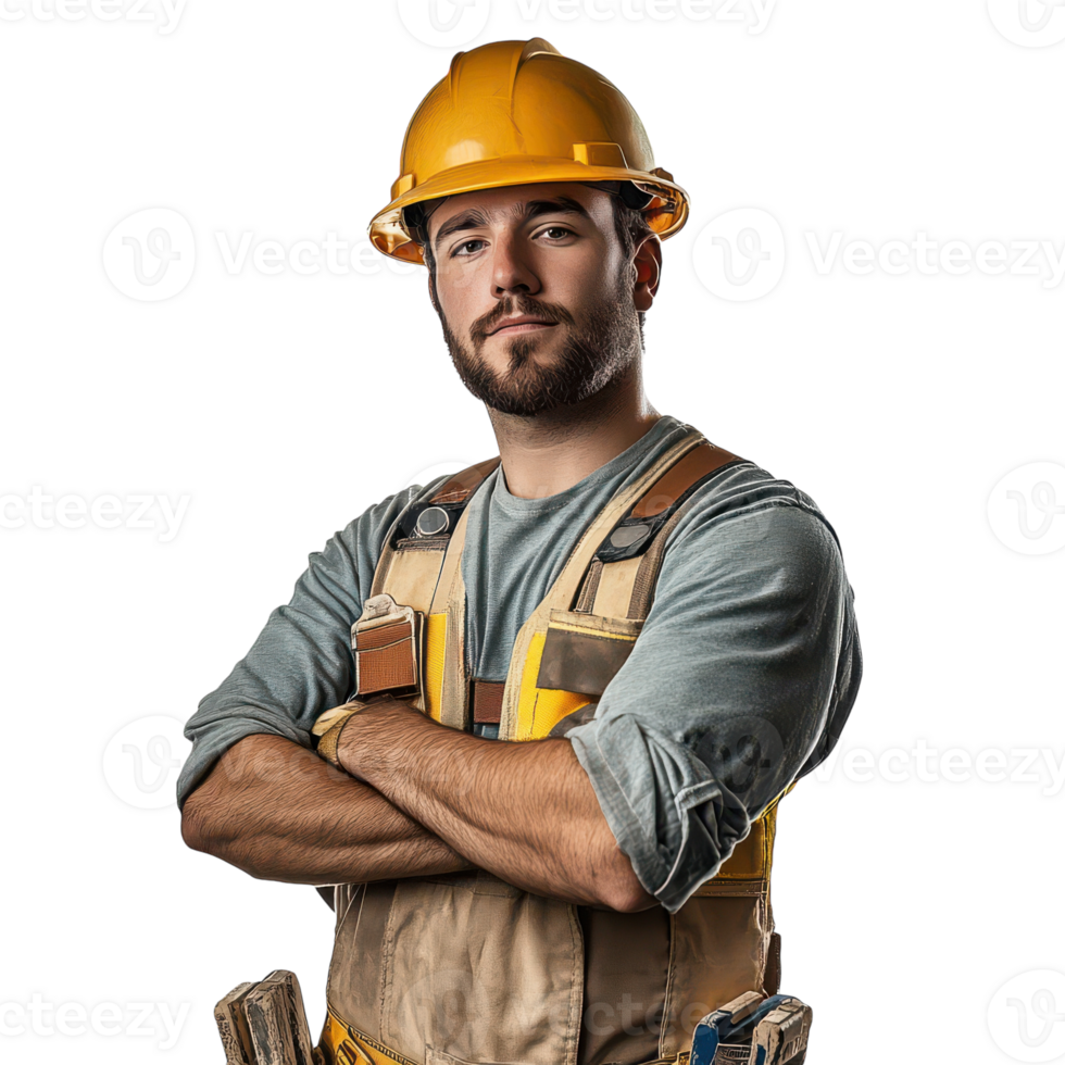 A man in a hard hat and overalls png