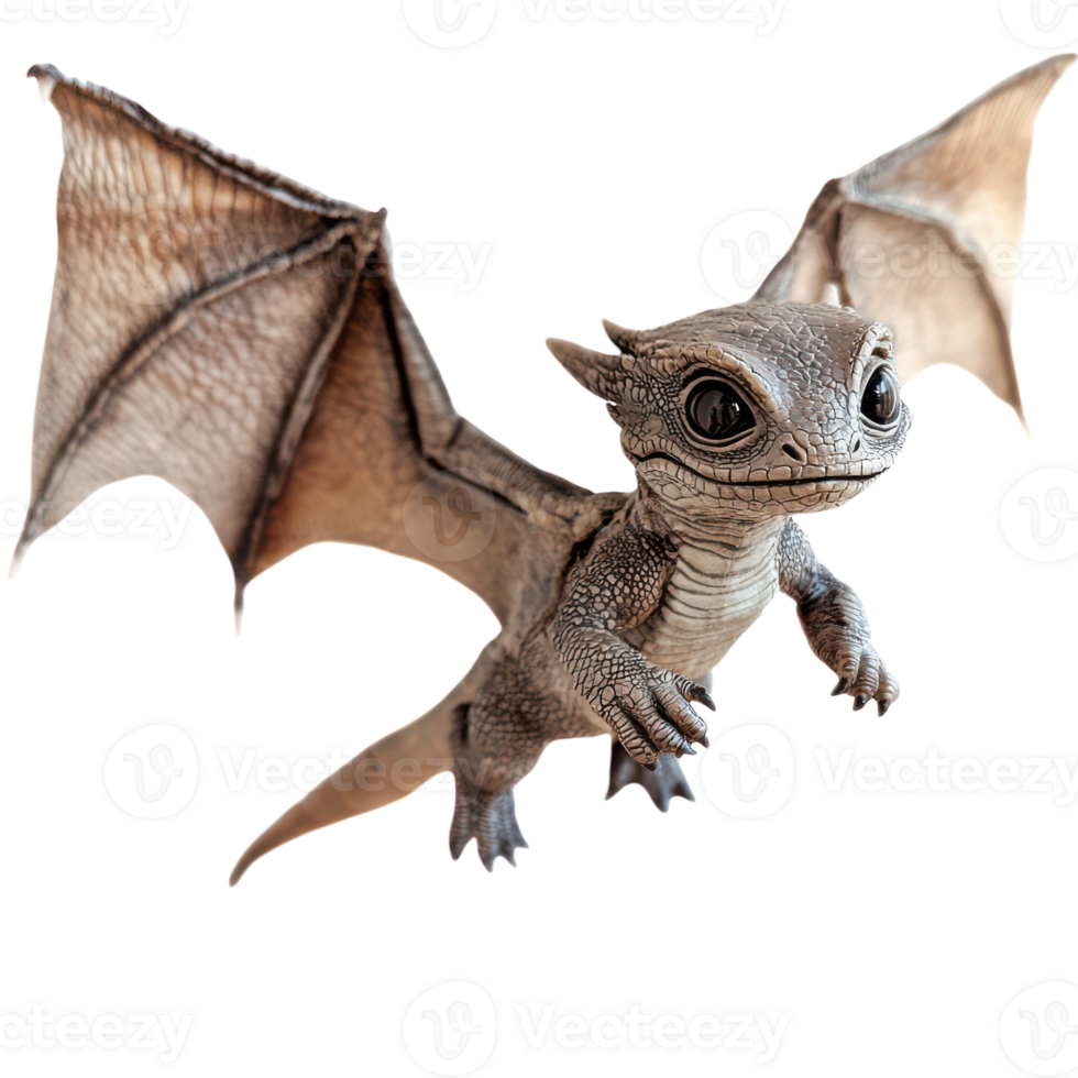 A small toy bat with wings and a big head png