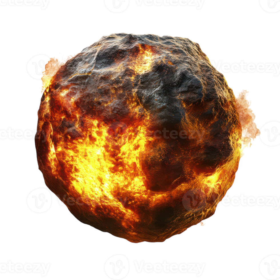 A large rock with flames coming out of it png