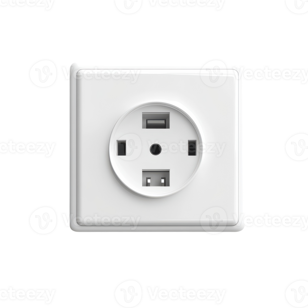 A white wall socket with two usb ports png