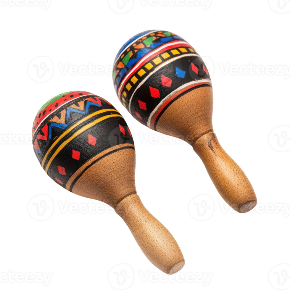 Two maracas with colorful designs on them png