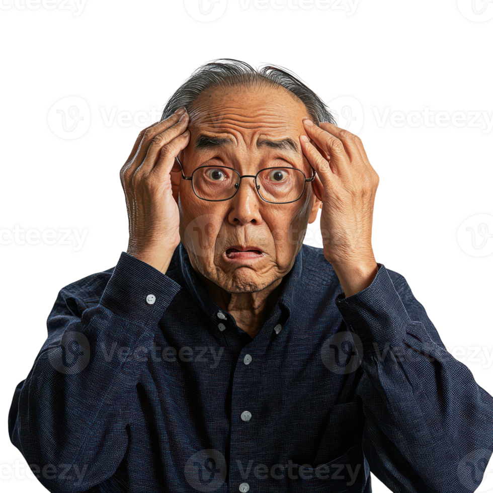 An older man with glasses and a shocked expression png