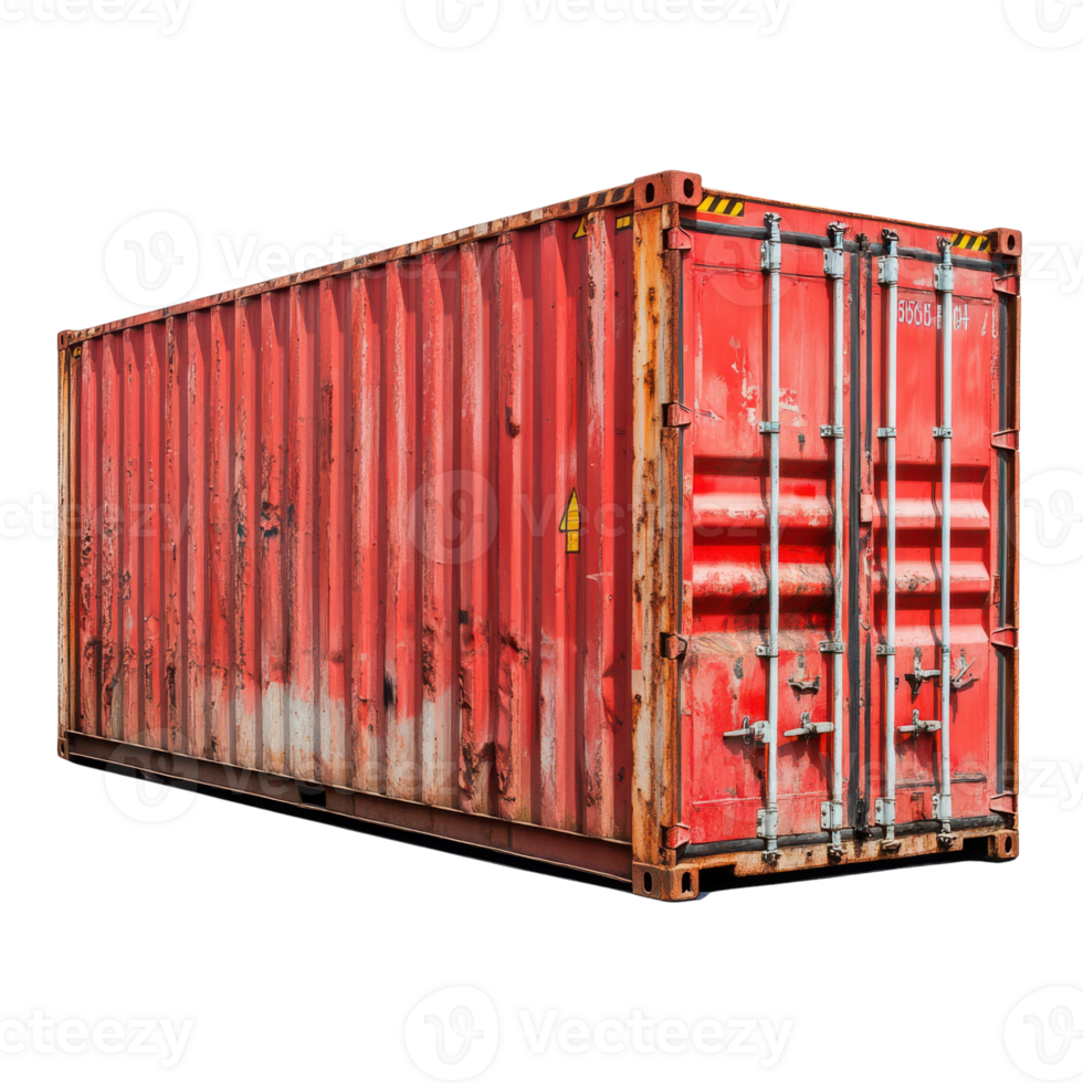 A red container with a rusty door png