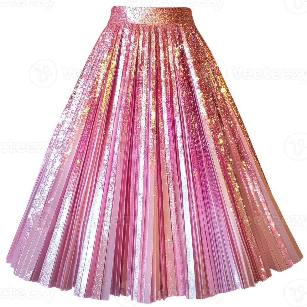 A pink and gold sequin skirt with a plea png