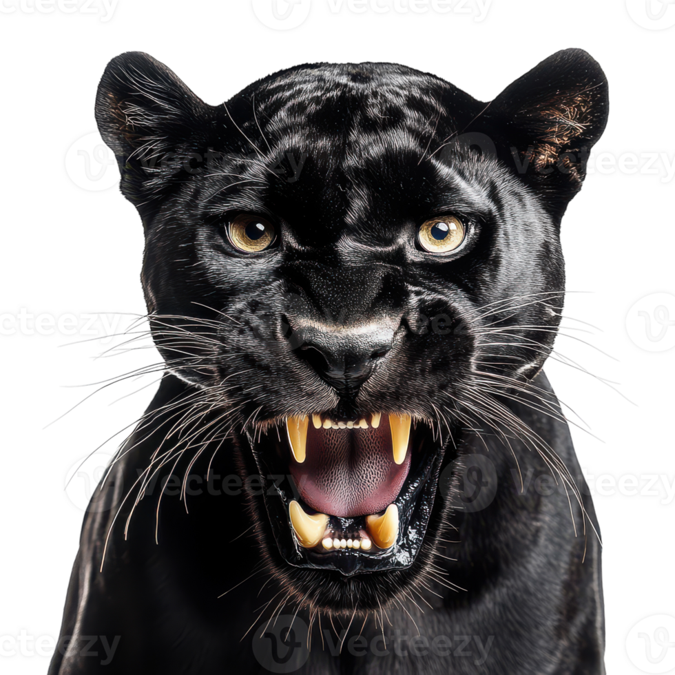 A black panther with its mouth open png
