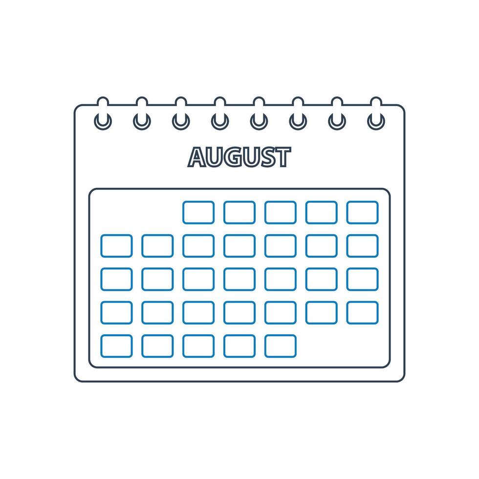 A calendar with the word august on it vector