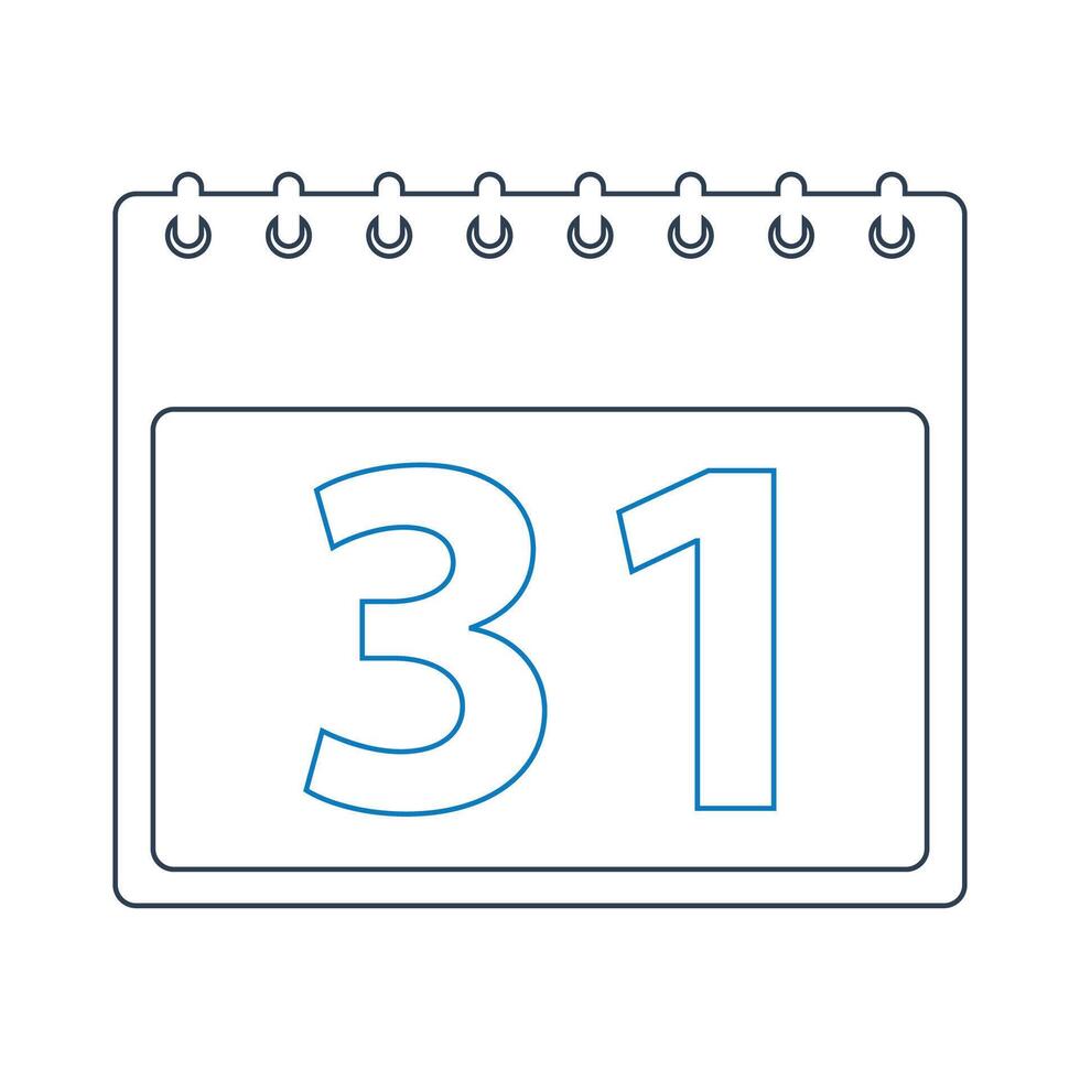 Calendar icon with date 31 illustration vector